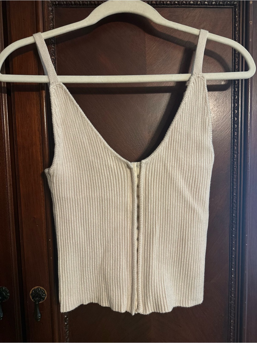 Zara Ribbed Cream Tank Top